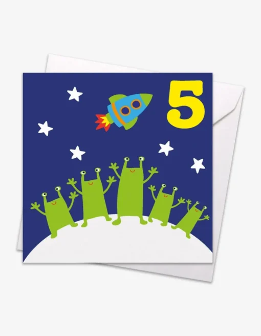 Age 5 Aliens Birthday Card