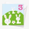 Age 3 Bunnies Birthday Card