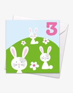 Age 3 Bunnies Birthday Card