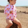 Ice Cream Cones Print Long-Sleeved Kids' Swimsuit