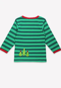 Organic Christmas Bear Applique Long-Sleeved T-Shirt