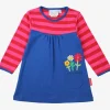Organic Floral Applique Long-Sleeved Dress
