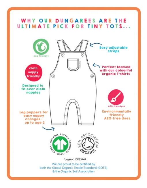 Organic Heart Print Dungarees