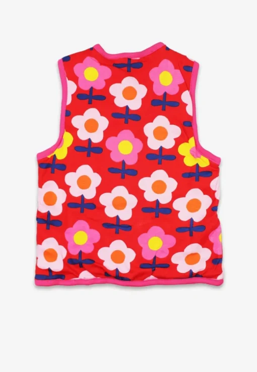 Organic Pink Flower Print Reversible Gilet