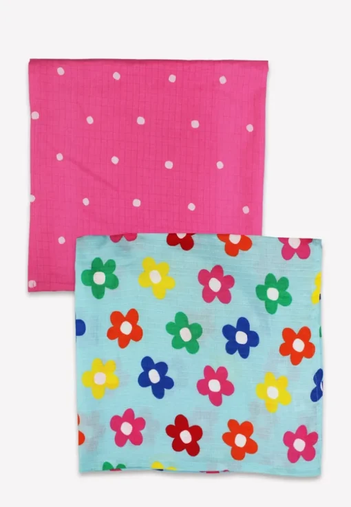 Organic Rainbow Bloom Print 2 Pack Muslins