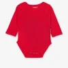 Organic Red Basic Long-Sleeved Baby Bodysuit