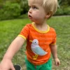 Organic Striped Seagull Applique T-shirt