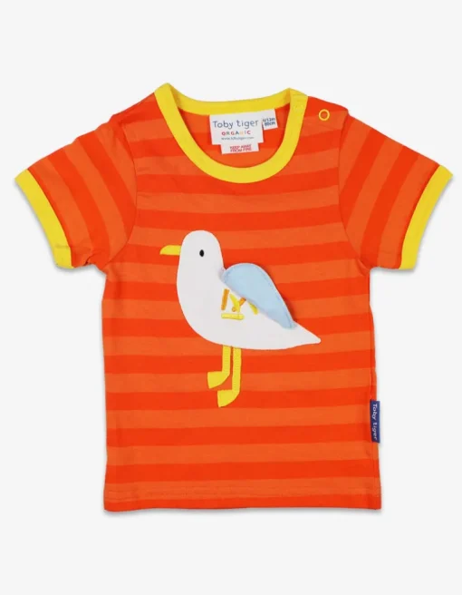 Organic Striped Seagull Applique T-shirt