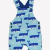Organic Whale Waves Print Dungaree Shorts
