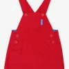 Red Corduroy Dungaree Dress