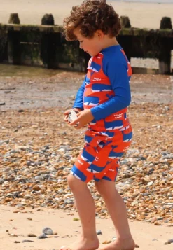 Whale Waves Print Kids' Rash Vest & Shorts Bundle