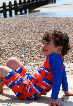 Whale Waves Print Kids' Rash Vest & Shorts Bundle