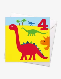 Age 4 Dinos Birthday Card