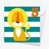 Age 5 Lion Birthday Card