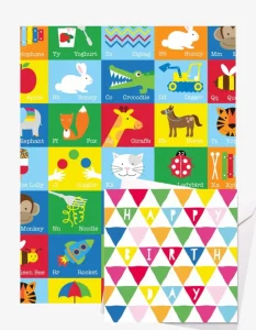 Birthday Alphabet Gift Wrap + Personalised Card Bundle