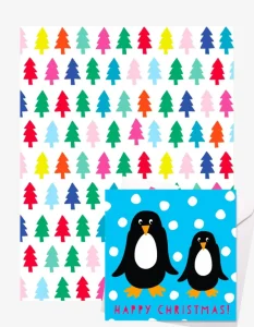 Christmas Tree Gift Wrap + Personalised Card Bundle