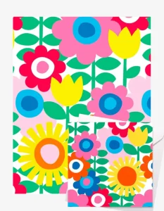 Flower Power Gift Wrap + Personalised Card Bundle