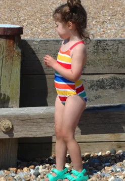 Happy Stripe Print Kids' Swimsuit