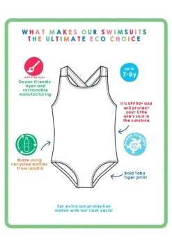 Happy Stripe Print Kids' Swimsuit