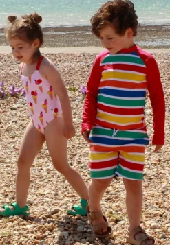 Happy Stripe Print Kids' Swim Rash Vest & Leggings Bundle