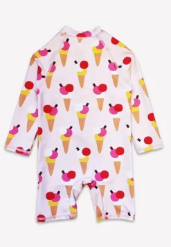 Ice Cream Cones Print Long-Sleeved Baby Swimsuit