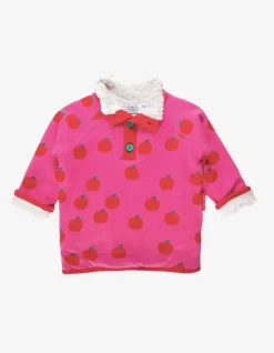 Organic Apple Print Fleece Sweatshirt