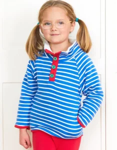 Organic Blue Breton Cosy Fleece Sweatshirt