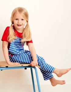 Organic Blue Breton Stripe Dungarees
