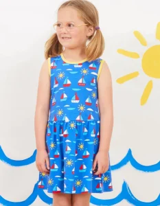 Organic Boat Print Summer Dress