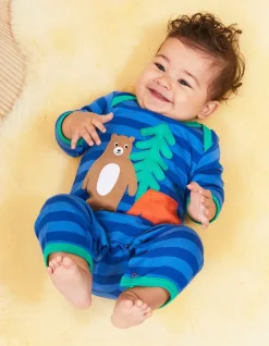 Organic Camping Bear Applique Sleepsuit