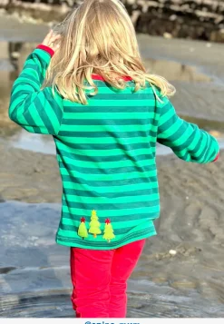 Organic Christmas Bear Applique Long-Sleeved T-Shirt