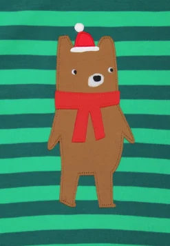 Organic Christmas Bear Applique Long-Sleeved T-Shirt