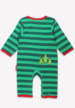 Organic Christmas Bear Applique Sleepsuit