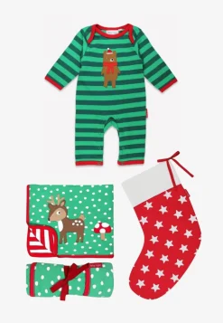 Organic Christmas Stocking Baby Bundle - Red & Green