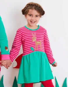 Organic Fawn Applique Twirl Dress