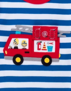 Organic Fire Engine Applique Long-Sleeved T-Shirt