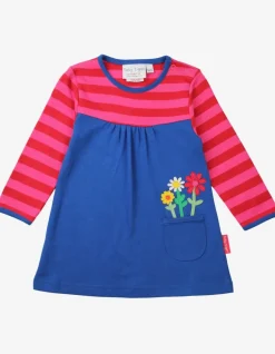 Organic Floral Applique Long-Sleeved Dress