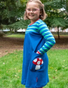 Organic Floral Mushroom Applique Dress