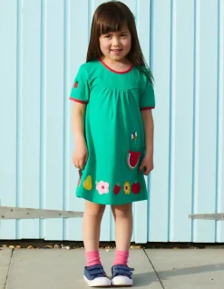 Organic Fruit Flower Applique T-Shirt Dress