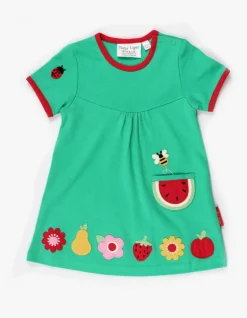 Organic Fruit Flower Applique T-Shirt Dress