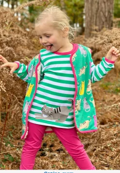 Organic Green Kitten Applique Long-Sleeved T-Shirt