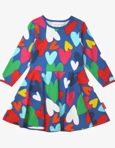 Organic Heart Print Long-Sleeved Skater Dress