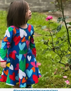 Organic Heart Print Long-Sleeved Skater Dress