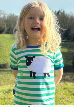 Organic Hillside Sheep Applique Short Sleeved T-Shirt