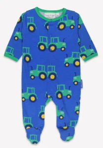 Organic Hillside Tractor Print Sleepsuit