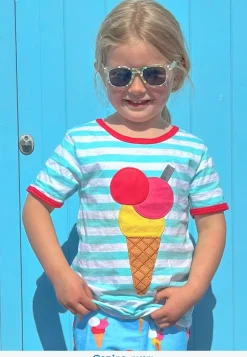 Organic Ice Cream Applique Short Sleeved T-Shirt