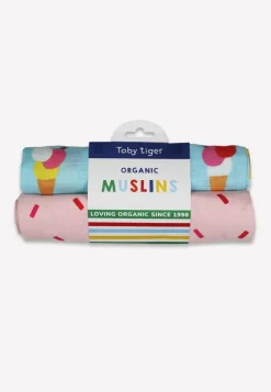 Organic Ice Cream Cones Print 2 Pack Muslins