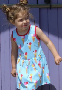 Organic Ice Cream Cones Print Summer Dress