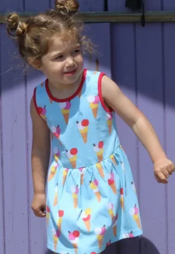 Organic Ice Cream Cones Print Summer Dress