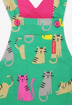 Organic Kitten Print Dungarees